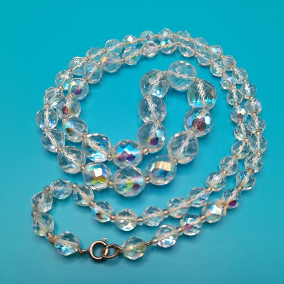 Vintage Fire Polished Graduated Bead Glass Necklace, 30 Inches - Picture 8 of 12